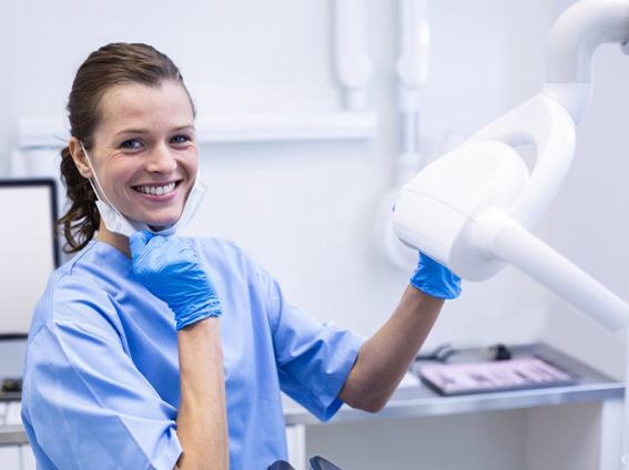 Dental hygienist smiles